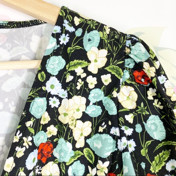 ZARA Blouse S Floral Cottagecore Peplum Long Puff Sleeves - Picture 6 of 11